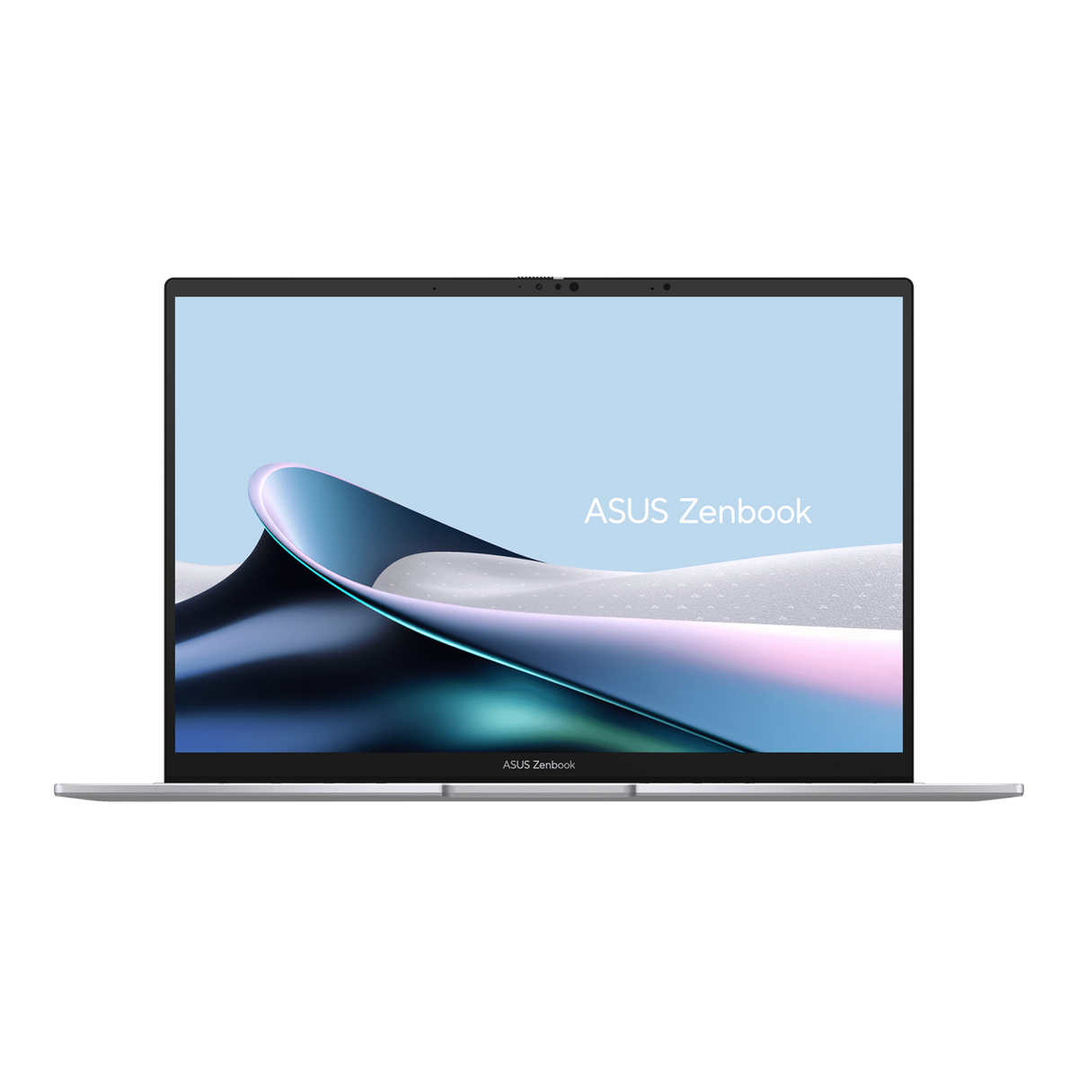 Ordenador portátil con pantalla que muestra un logotipo de Intel y ondas de colores.