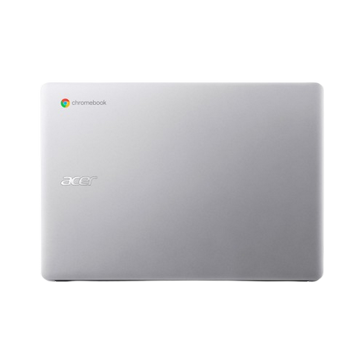 Portátil Chromebook Acer plateado sobre un fondo negro. El logotipo de Acer es visible.