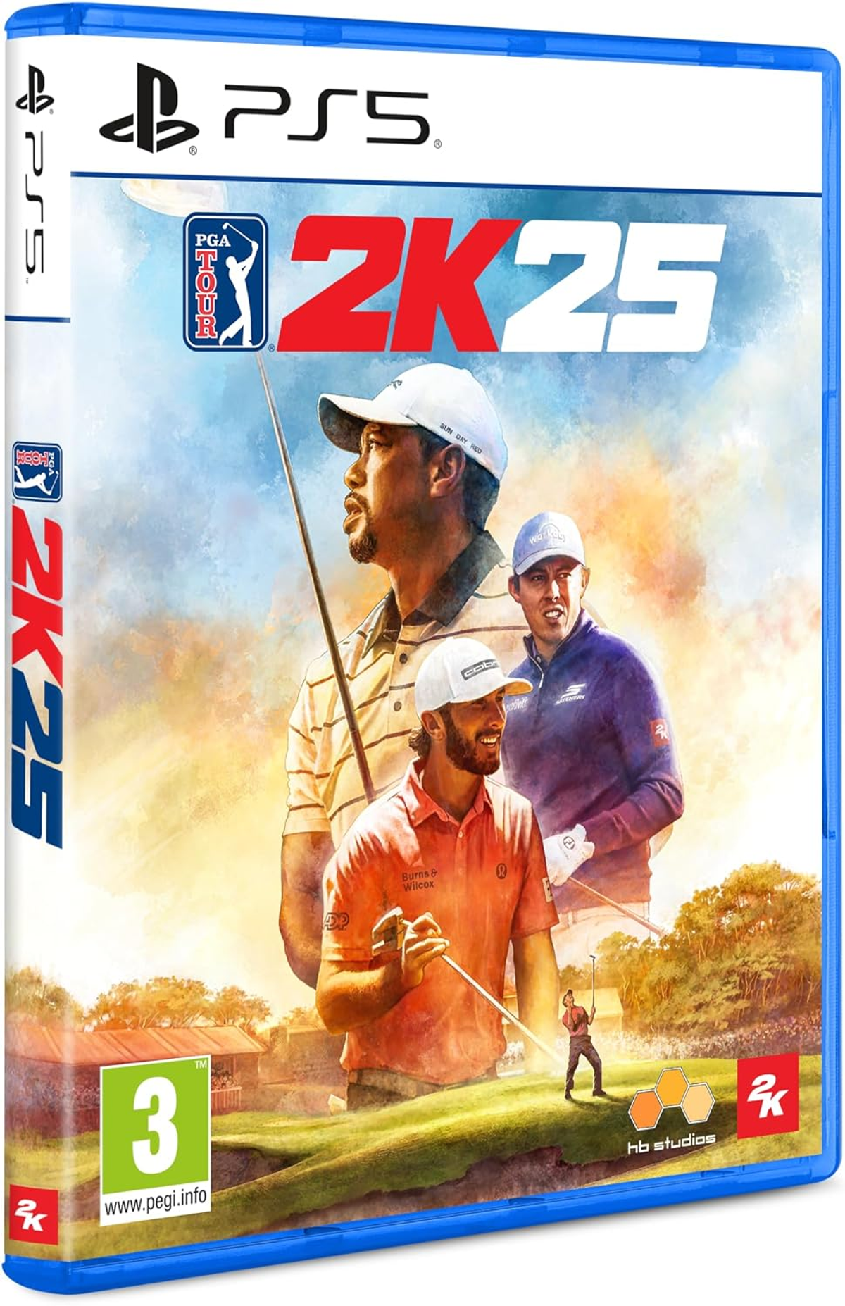 Caja de juego, PGA Tour 2K25, con golfistas en la portada.