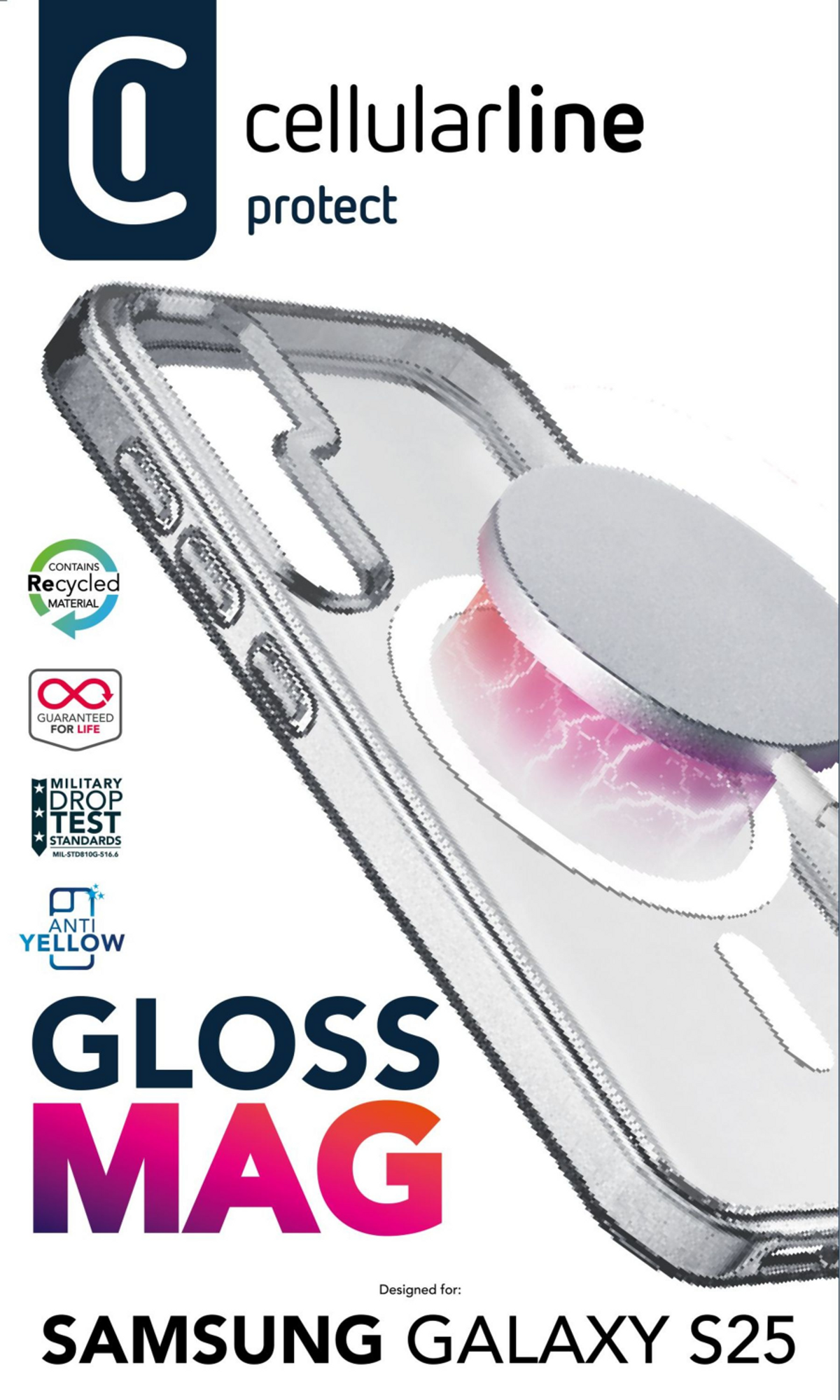 CELLULARLINE 8018080491436 Cover MagSafe per Galaxy S25, Trasparente