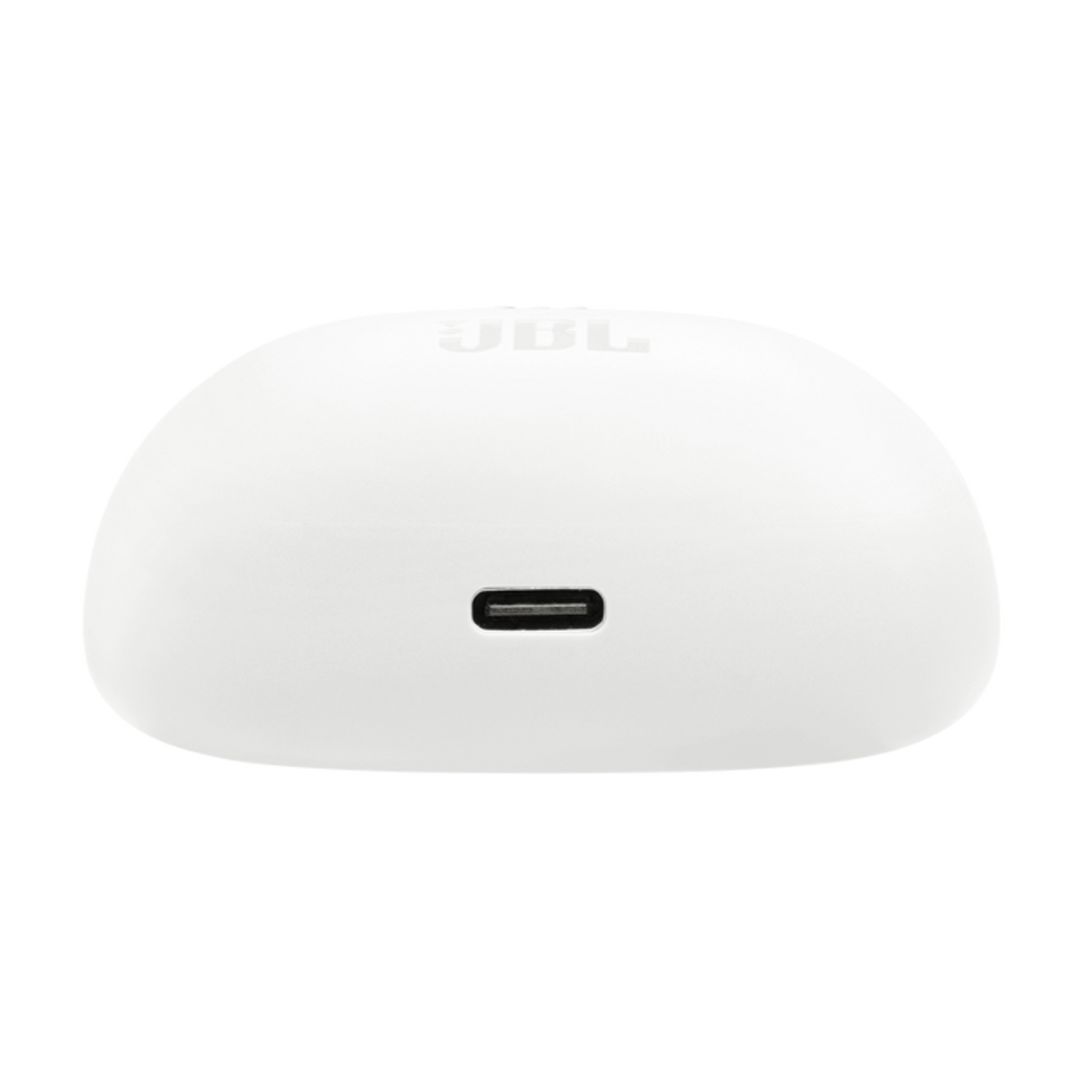 Weißes JBL-Ladecase mit USB-C-Anschluss.