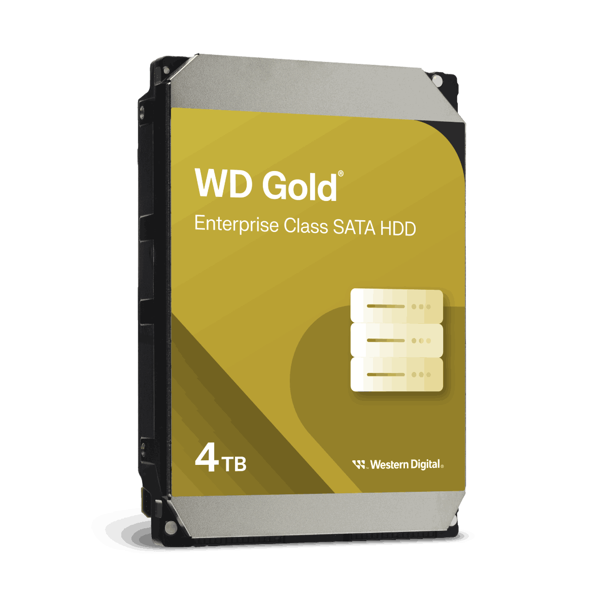 Dysk twardy SATA WD Gold 4TB Enterprise Class. Żółte i czarne opakowanie.