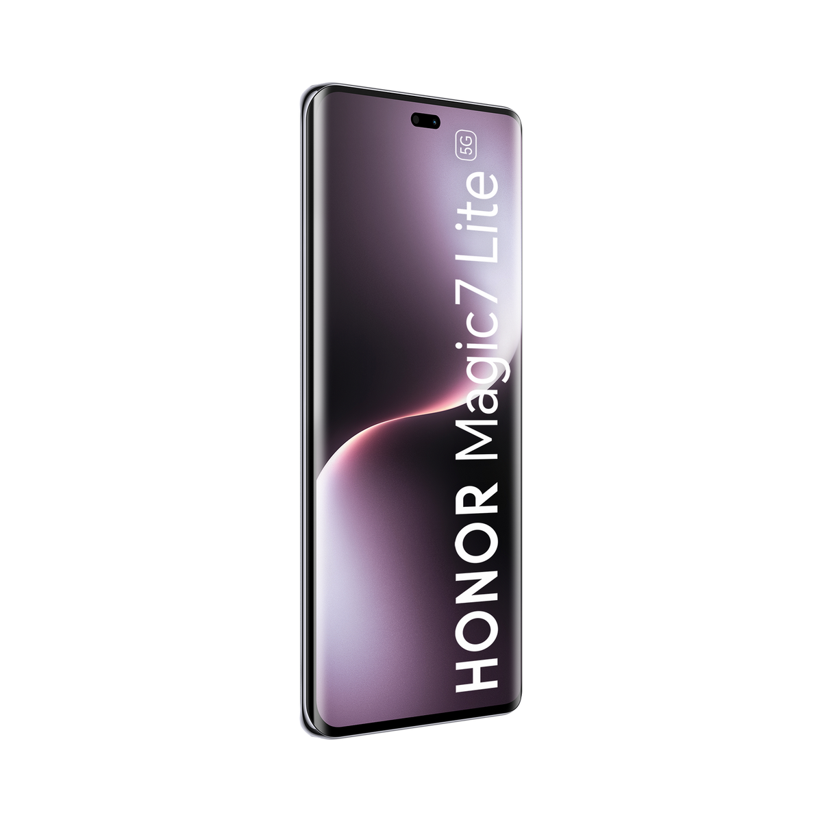 Telefon HONOR Magic7 Lite 5G na czarnym tle.