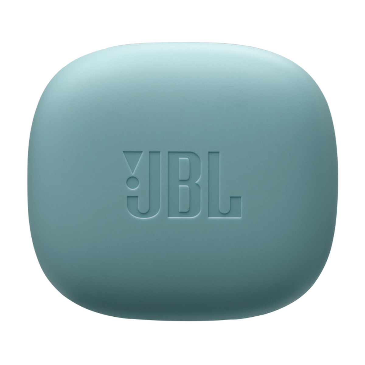 JBL blauwe case, bovenaanzicht. De case is afgerond met JBL-tekst in het midden.