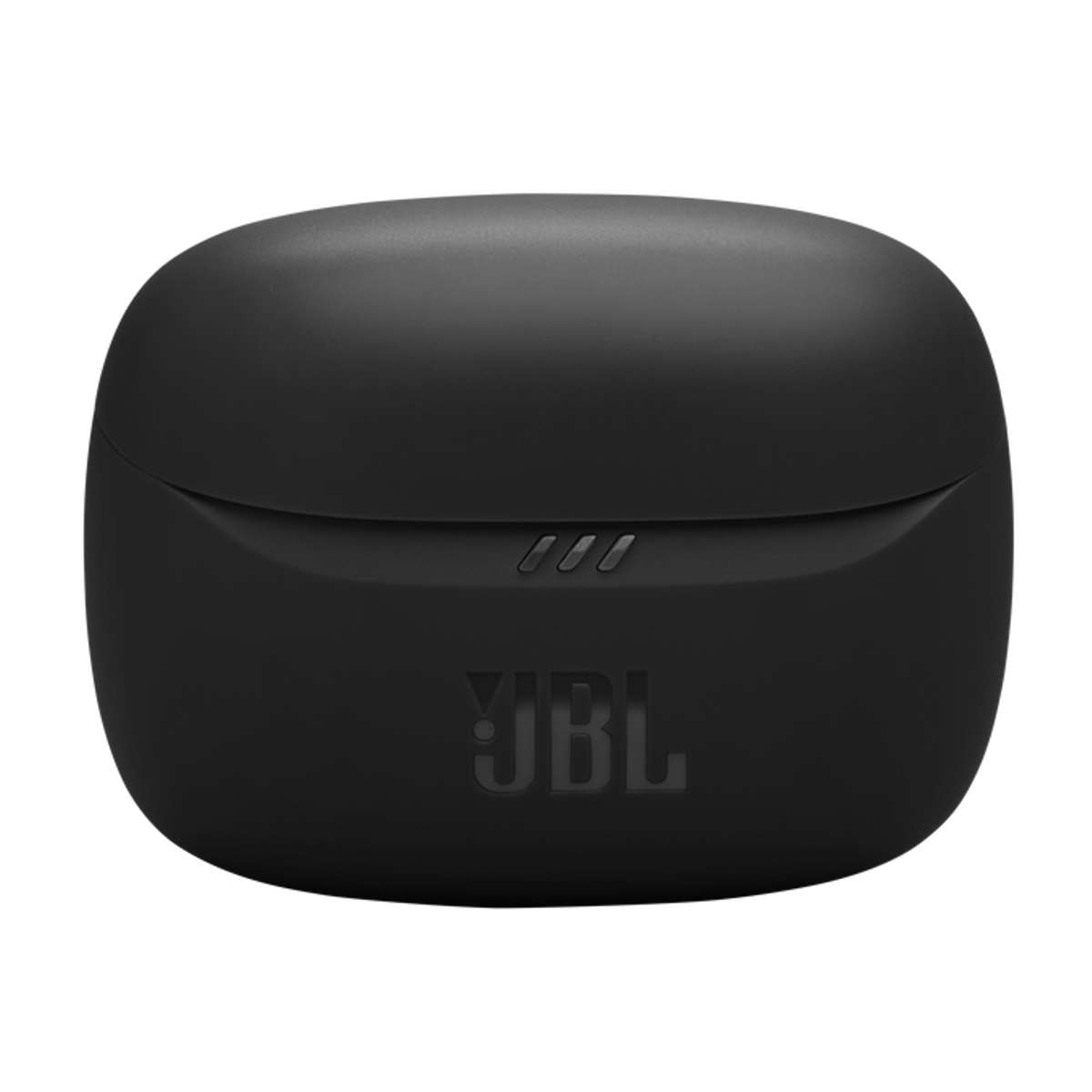 Schwarzes JBL-Kopfhörer-Etui. Geschlossen, mit JBL-Logo in der Mitte.