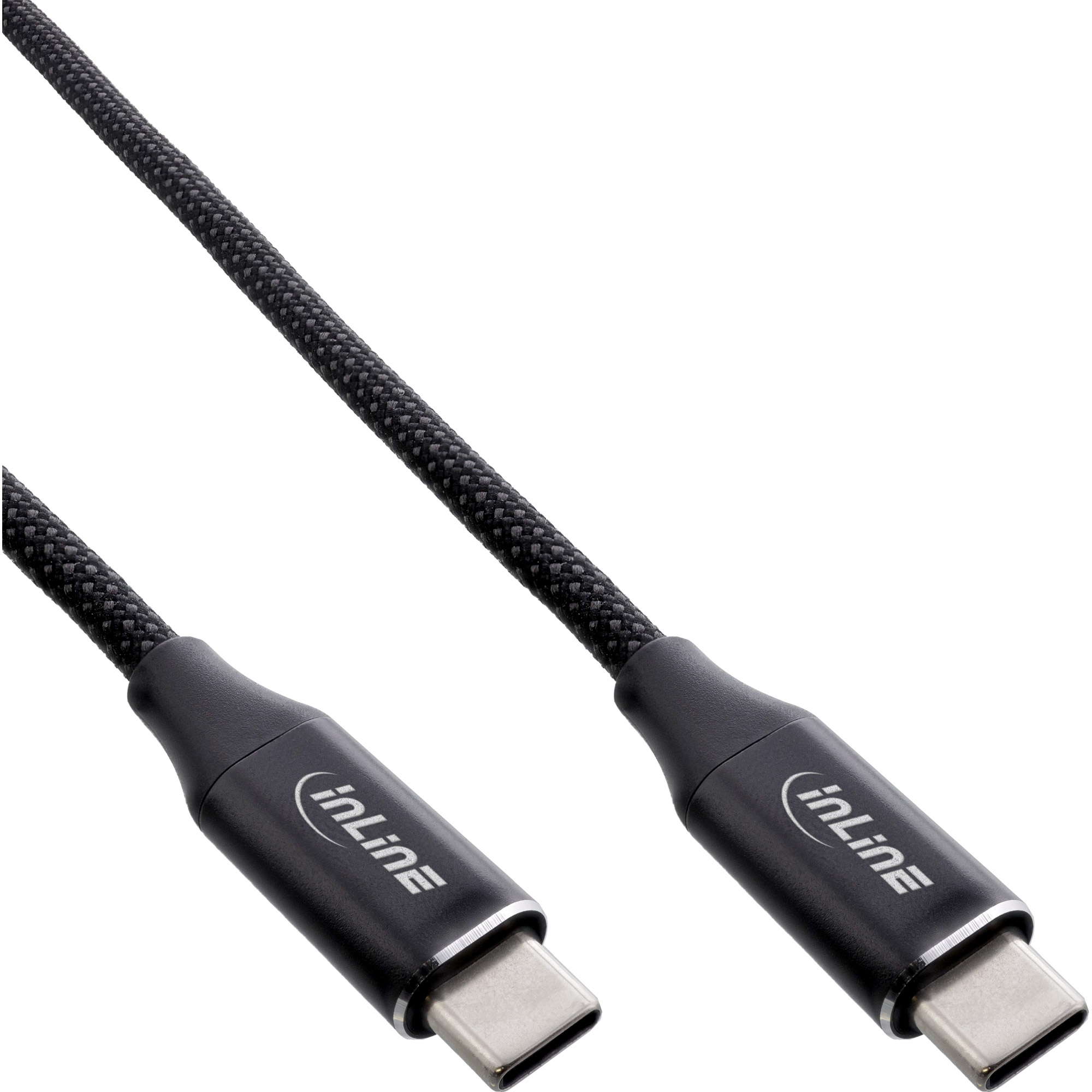 Câble USB-C noir avec la marque Inline.