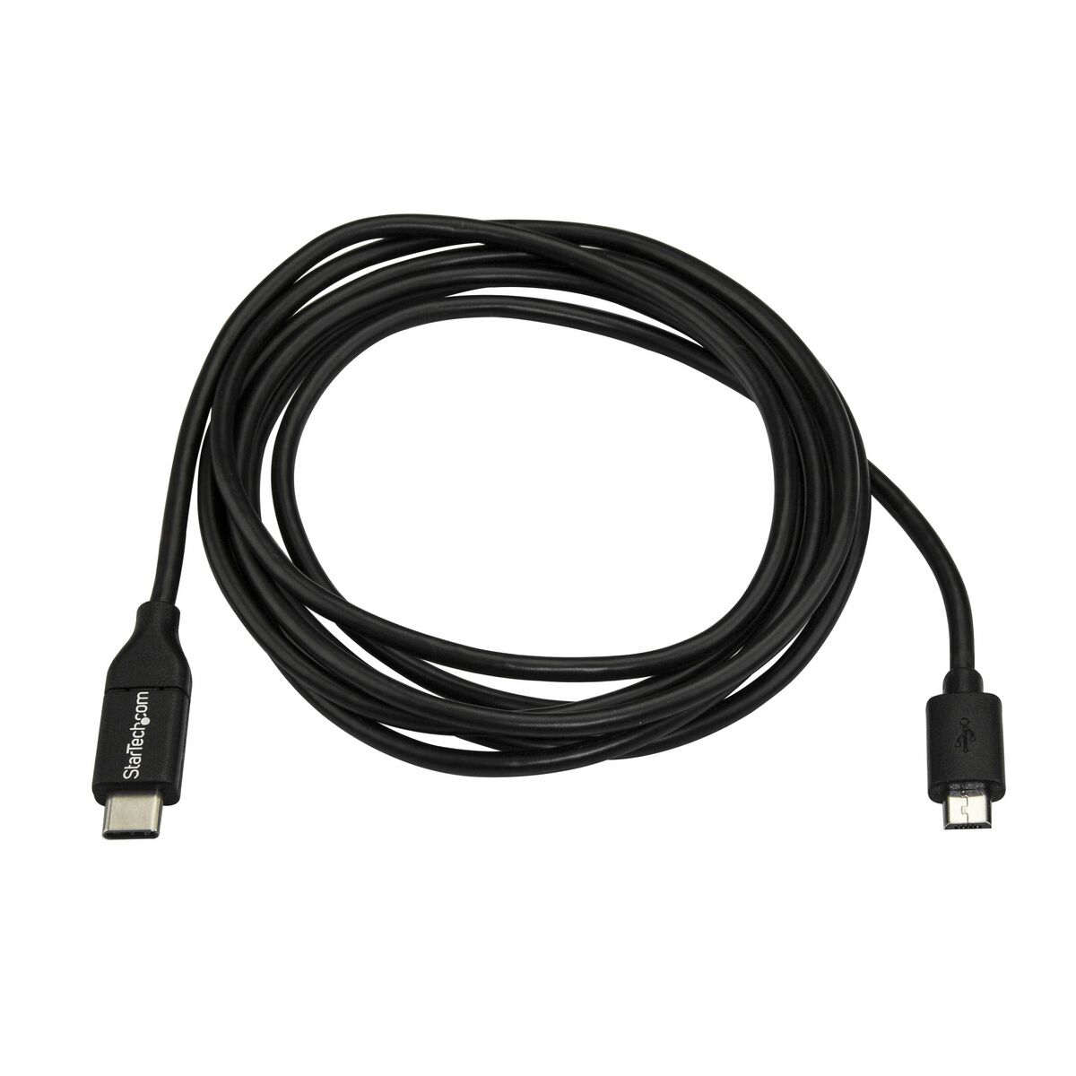 Cavo USB-C nero. Entrambe le estremità sono connettori USB-C.