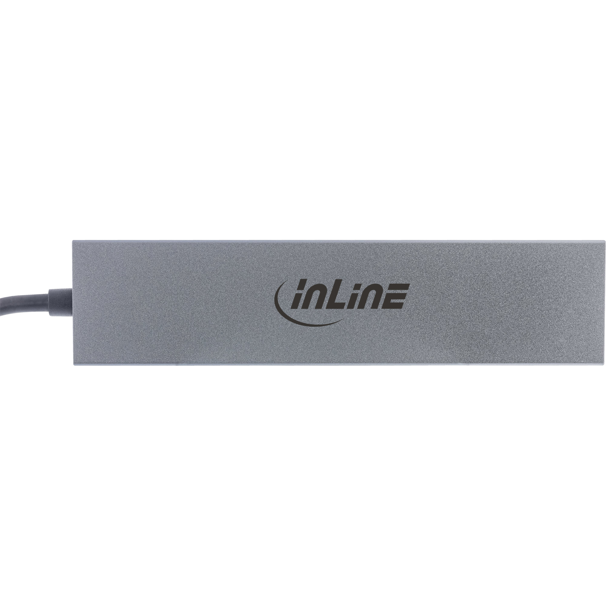 Hub USB grigio con logo inLine e cavo nero.
