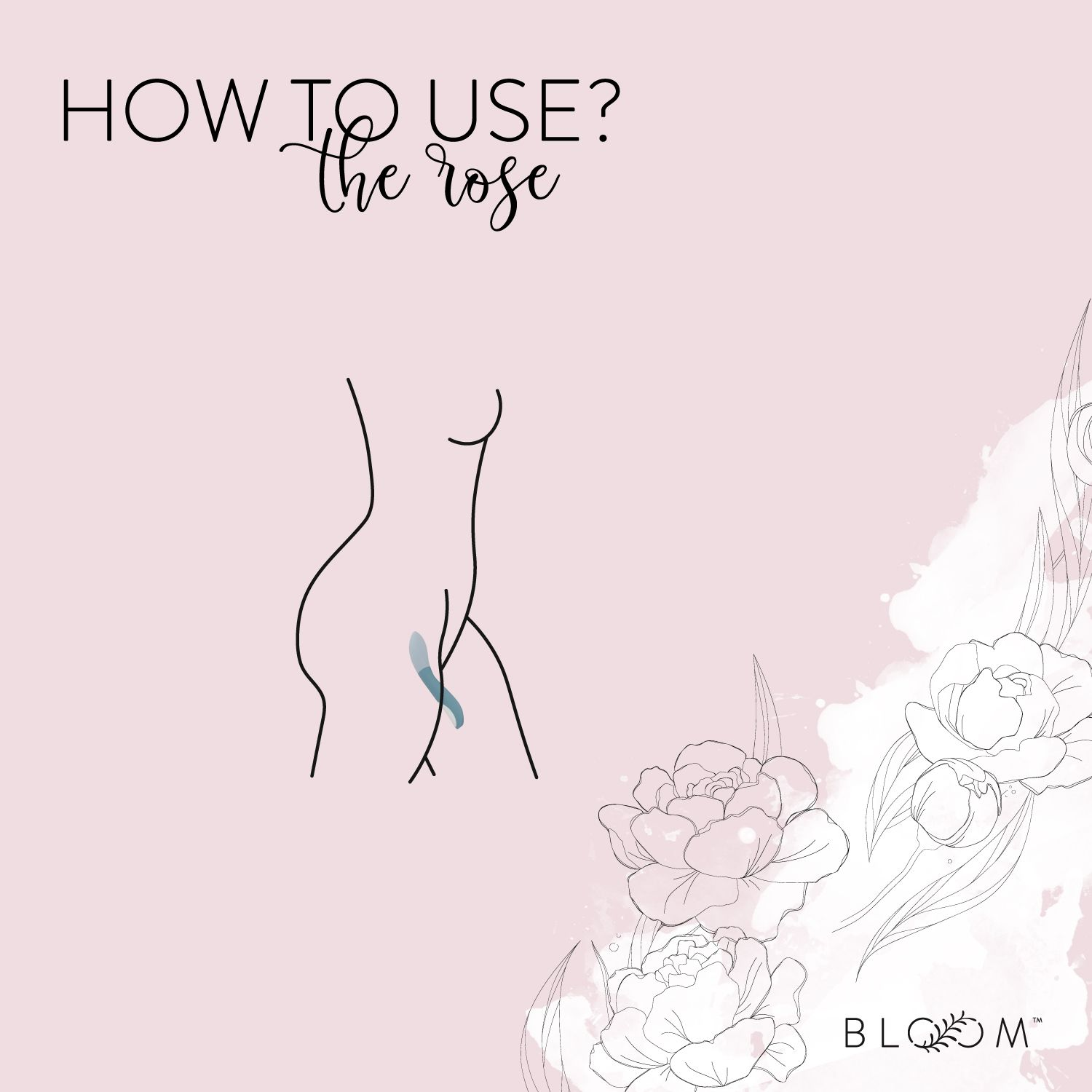Eine Strichzeichnung einer Figur mit einem blauen Bereich an der Seite und dem Text 'How to use? the rose'.