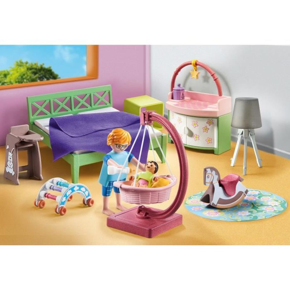 Playmobil Baby-Kinderzimmer-Set. Figuren, Krippe, Wickeltisch und Zubehör.