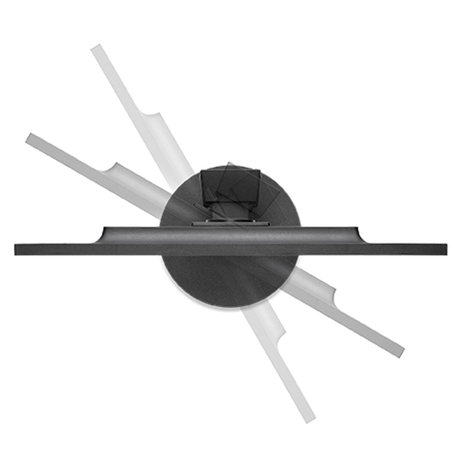 Monitor komputera z góry, z czarną podstawą i regulowaną konstrukcją stojaka.