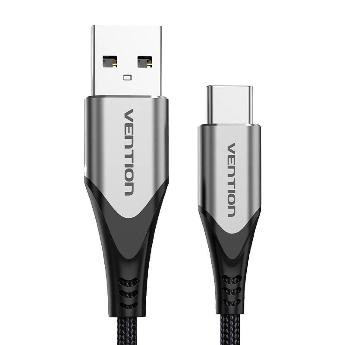 Kabel Vention USB do USB-C, srebrny i czarny, do ładowania urządzeń.