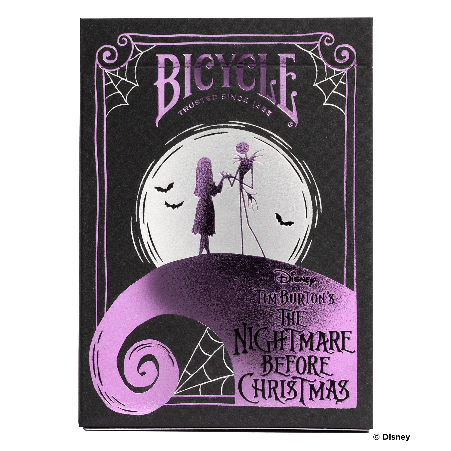 Spielkartenbox mit Nightmare Before Christmas-Thema, mit Jack und Sally.