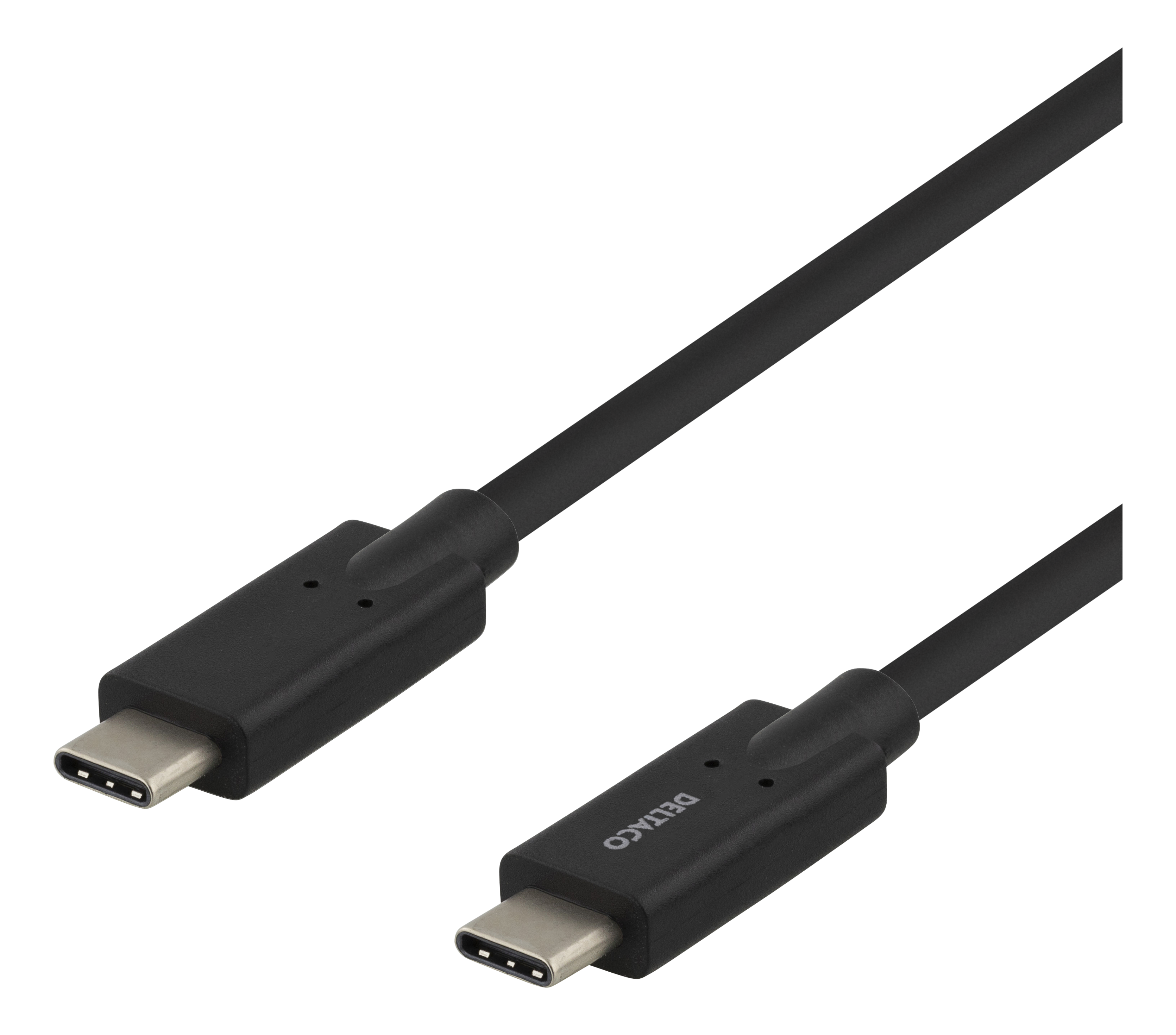 A black USB-C cable with connectors at both ends.