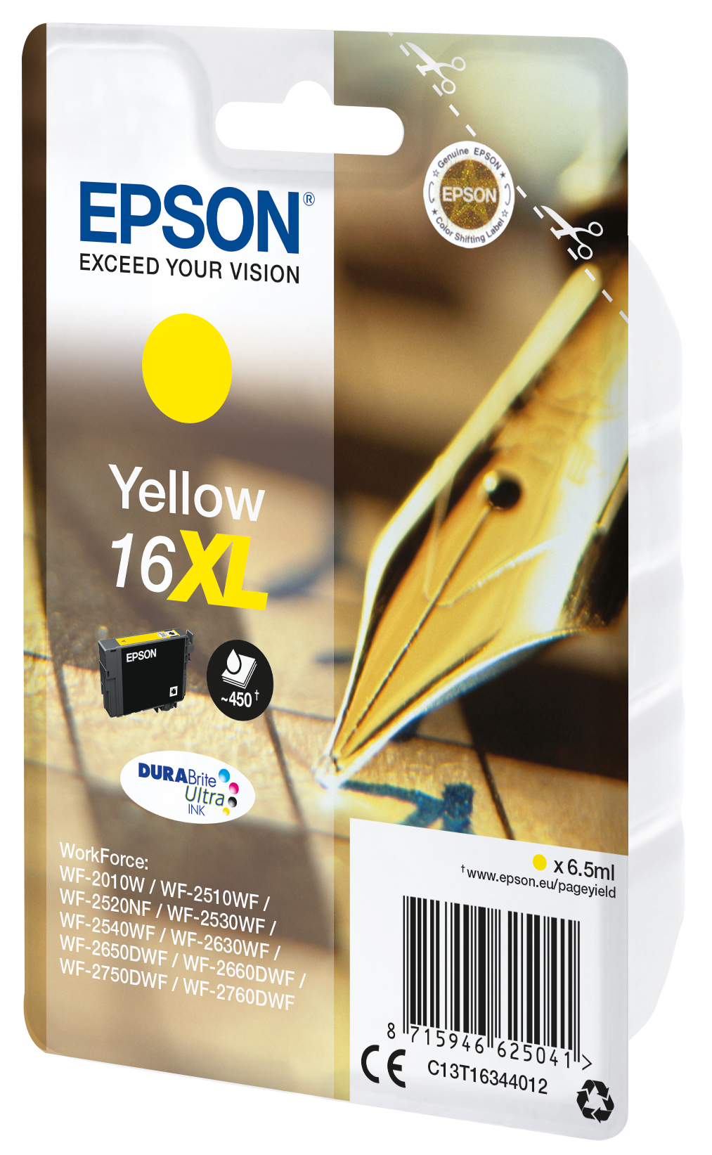 Epson gele inktcartridge in blisterverpakking.