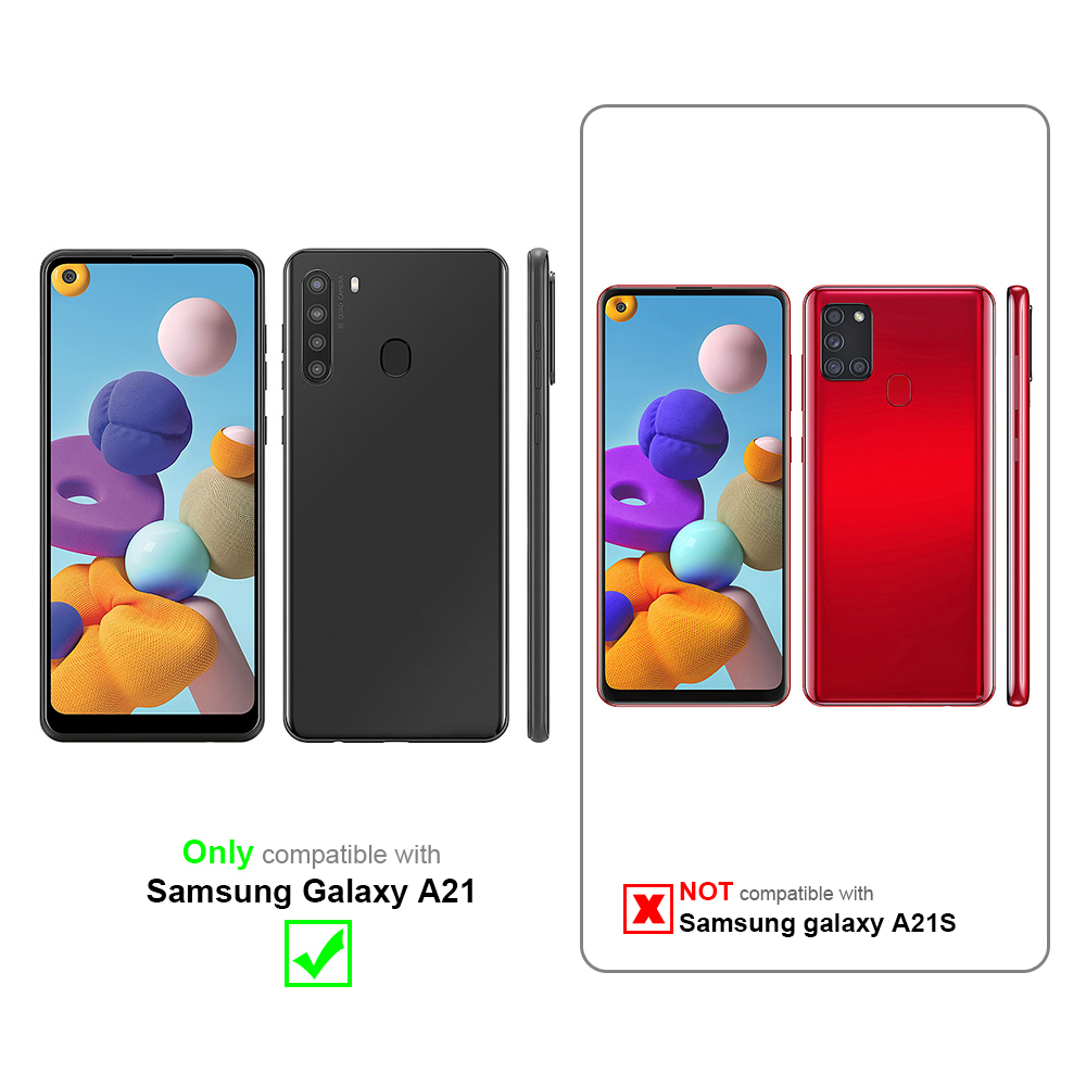 Zwei Smartphones, eines schwarz, eines rot, mit Text, der die Kompatibilität anzeigt.