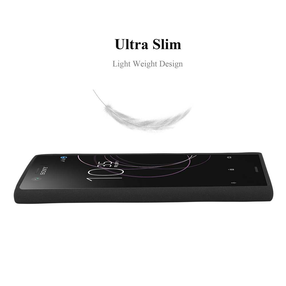 Un telefono nero con una piuma fluttuante sopra, testo Ultra Slim in alto.