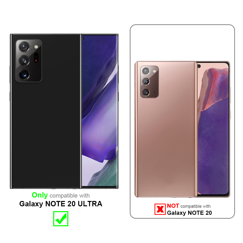 Zwei Telefone, eines schwarz, eines gold. Nur kompatibel mit Galaxy Note 20 Ultra.