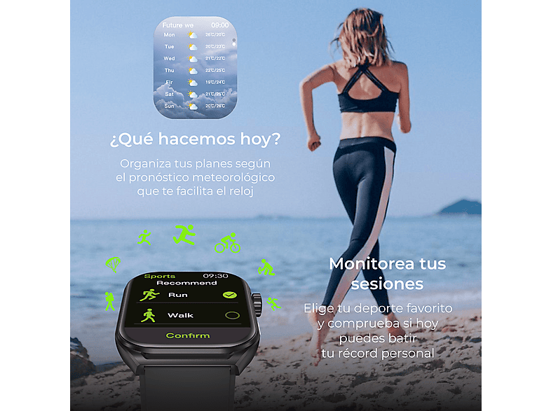 Smartwatch | KSIX Urban Move, Talla única, Aleación de zinc, Gris