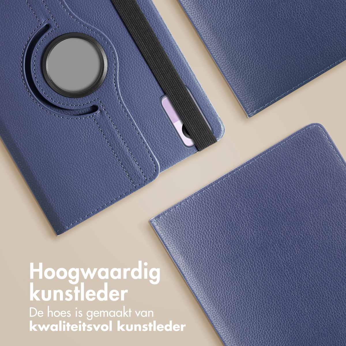 Tablet case with a dark blue color. Three cases are present, showing the quality of the artificial leather.
