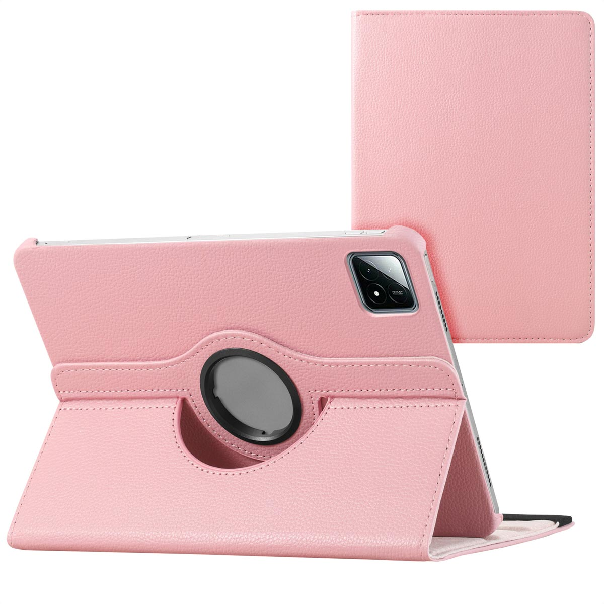 Roze tablet in een hoes, schuin voor weergave. Een ander hoesje zit erachter.