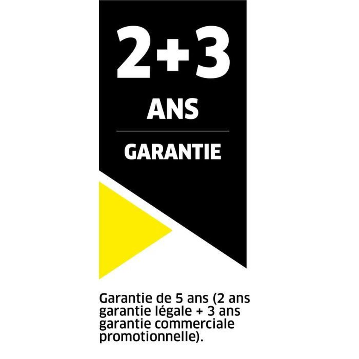 Logo z tekstem: 2+3 ANS GARANTIE, a poniżej tekst: Garantie de 5 ans.