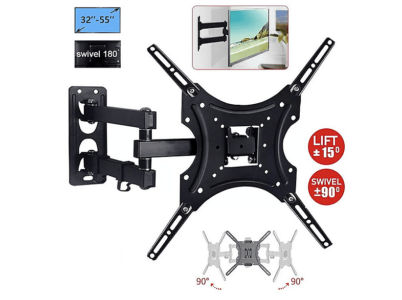 TV Wandhalterung Schwenkbar Neigbar R23-F Plasma LCD LED Ca. 32"-75" VESA Max.400x400 Mit Fischer® Dübel - Foto 11