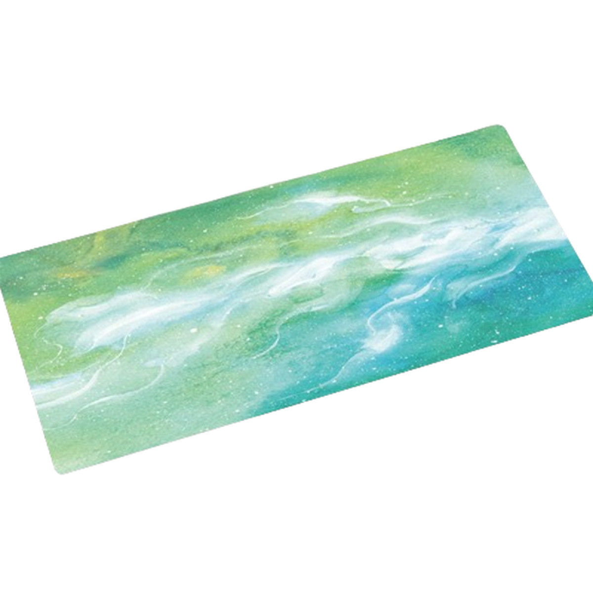 Abstraktes Aquarelldesign. Grüne und blaue Farbtöne verschmelzen zu einem strukturierten, ätherischen Muster.
