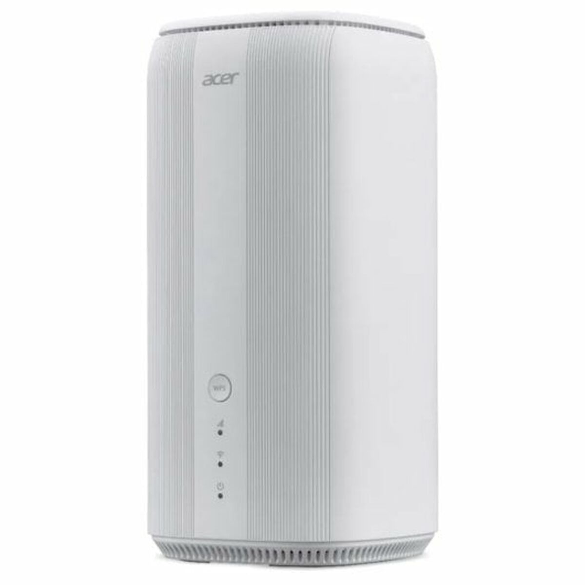 Biały, cylindryczny router Acer ze wskaźnikami świetlnymi.