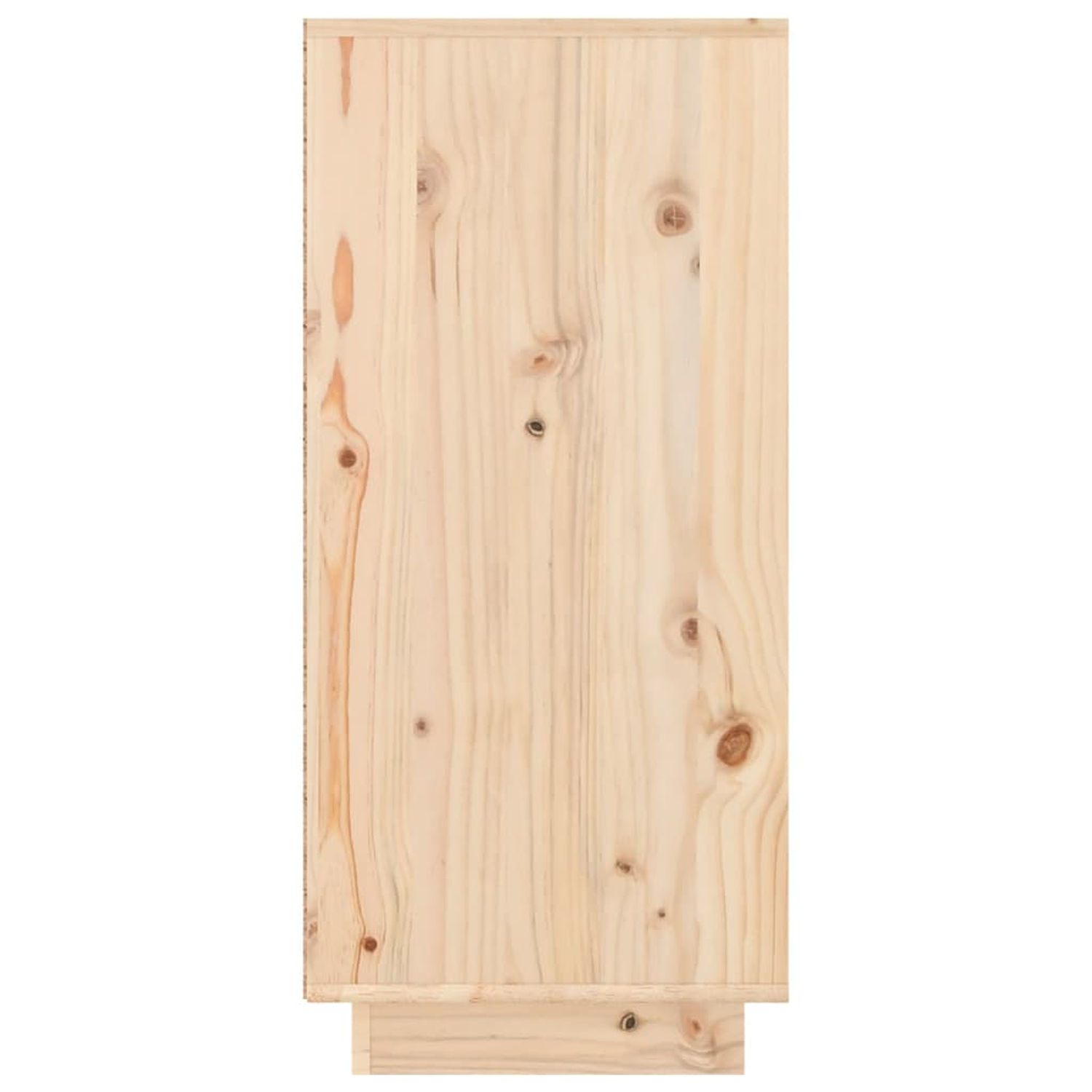 Holzschrank. Hellbraun mit sichtbarer Holzmaserung. Der Schrank ist leer.