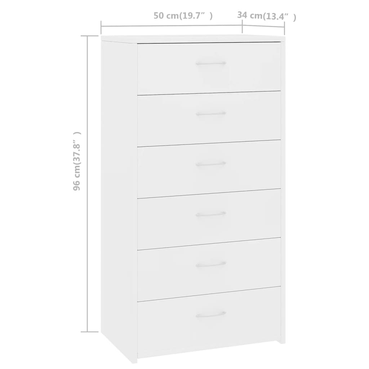 Ein weißer Schrank mit Rädern am Boden.