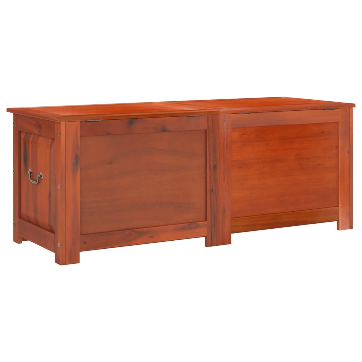 Holzkiste mit zwei Türen, braune Farbe, auf weißem Hintergrund.