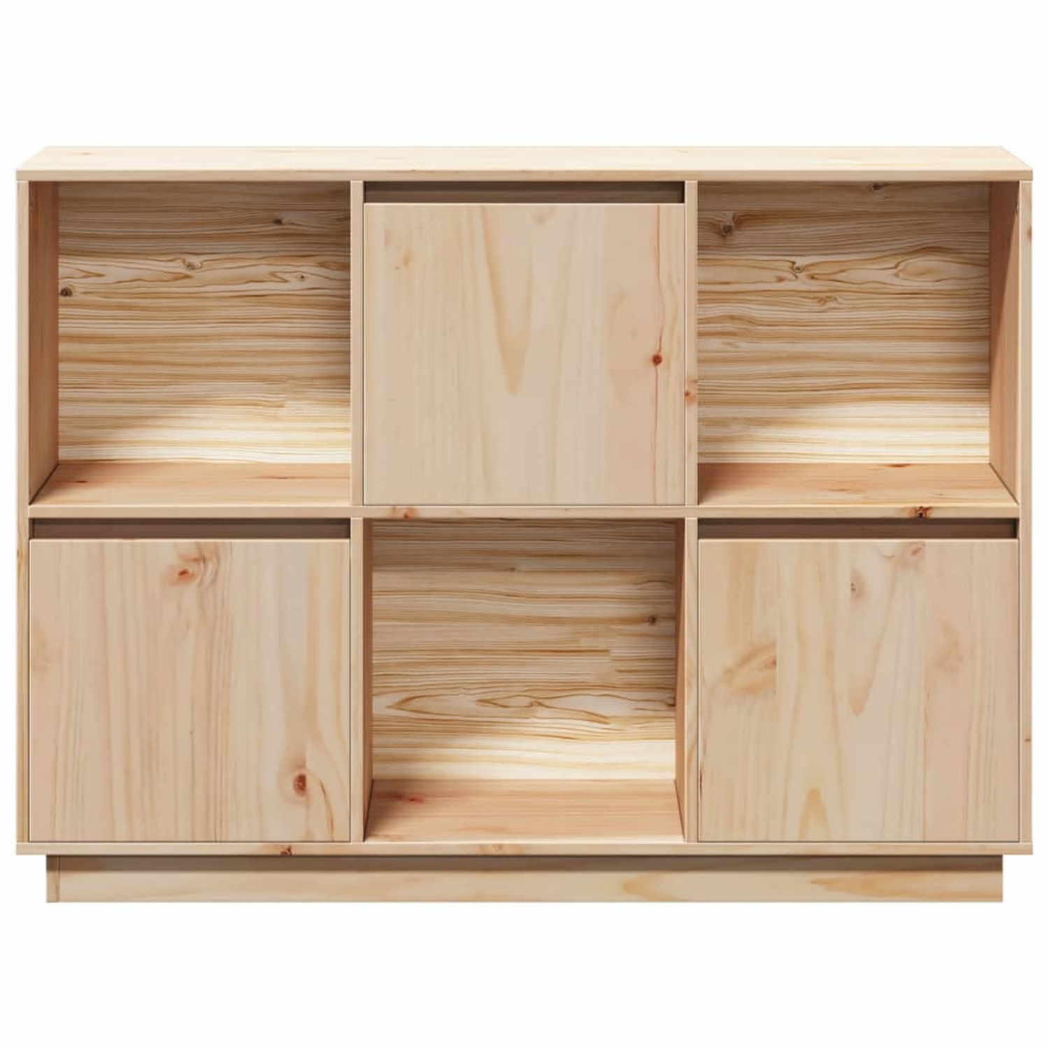 Ein Holzschrank mit mehreren Fächern und Türen.