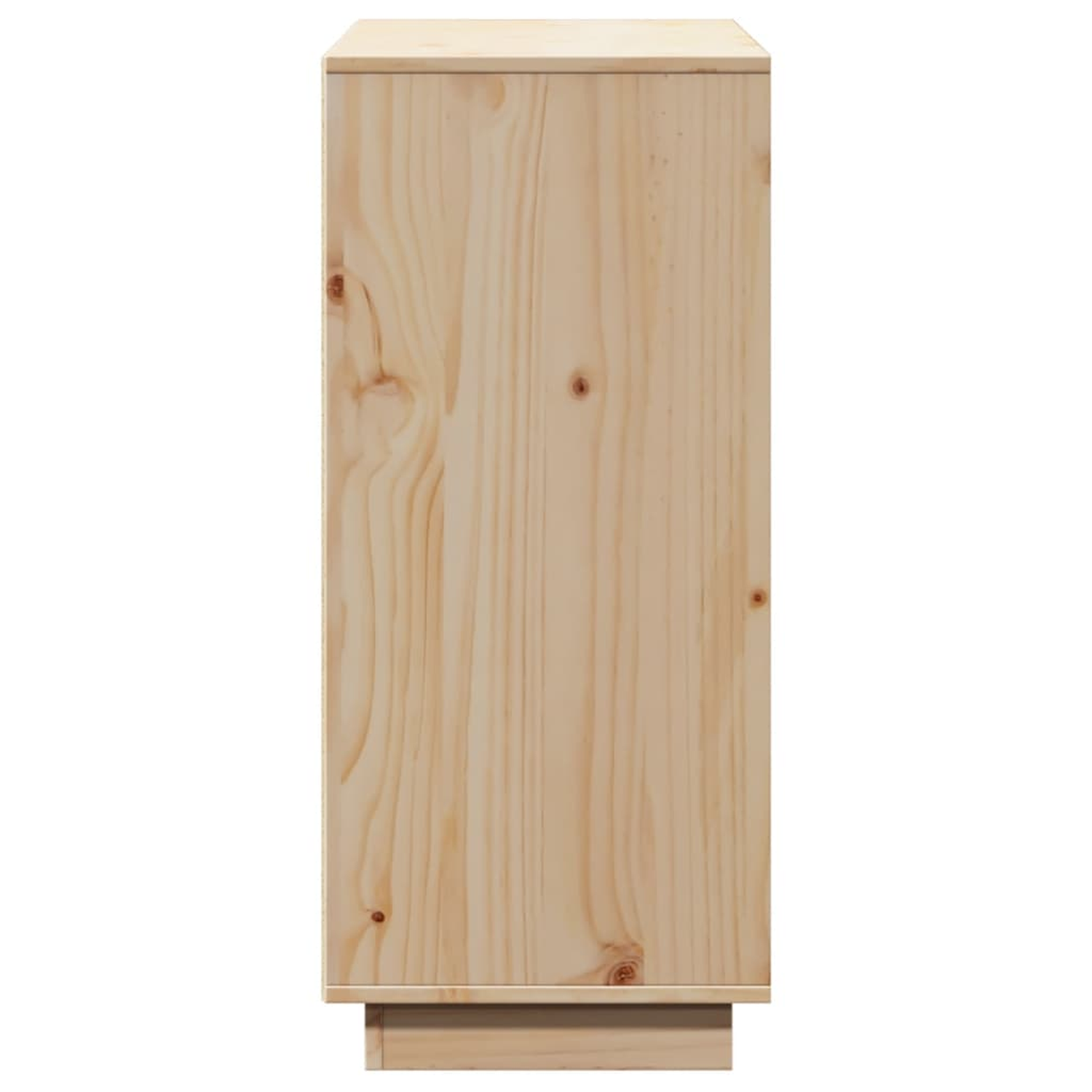 Holzschrank mit hellfarbiger Oberfläche. Der Schrank hat eine einfache, rechteckige Form.