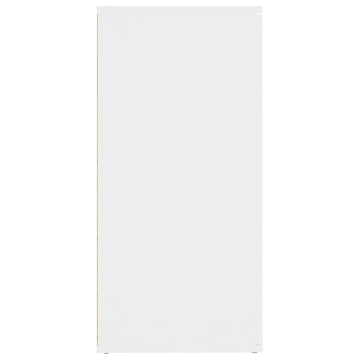 Eine schlichte, weiße, rechteckige Tür vor einem schlichten, weißen Hintergrund.