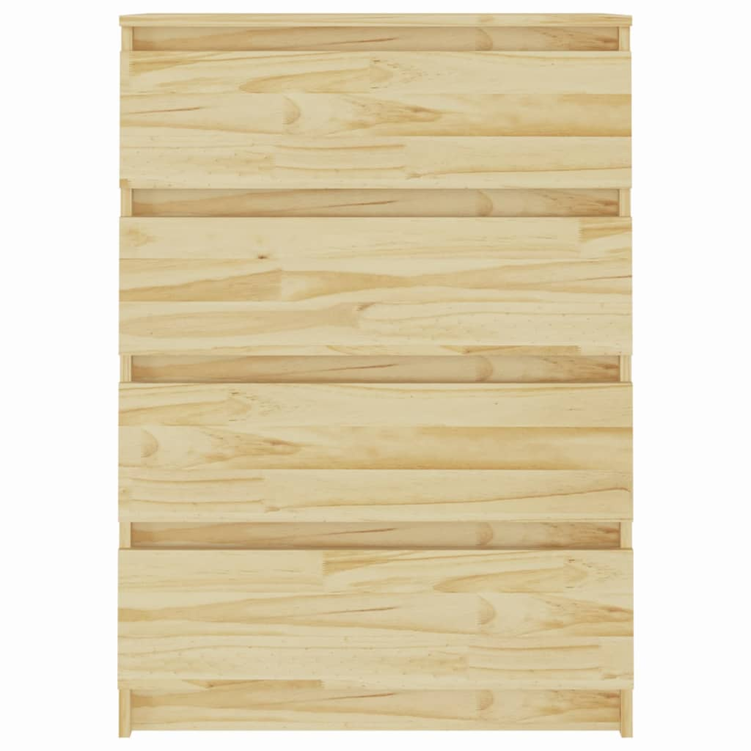 Draufsicht auf einen Holzschrank. Das Holz hat sichtbare Maserung und ist hell. Der Schrank ist leer.