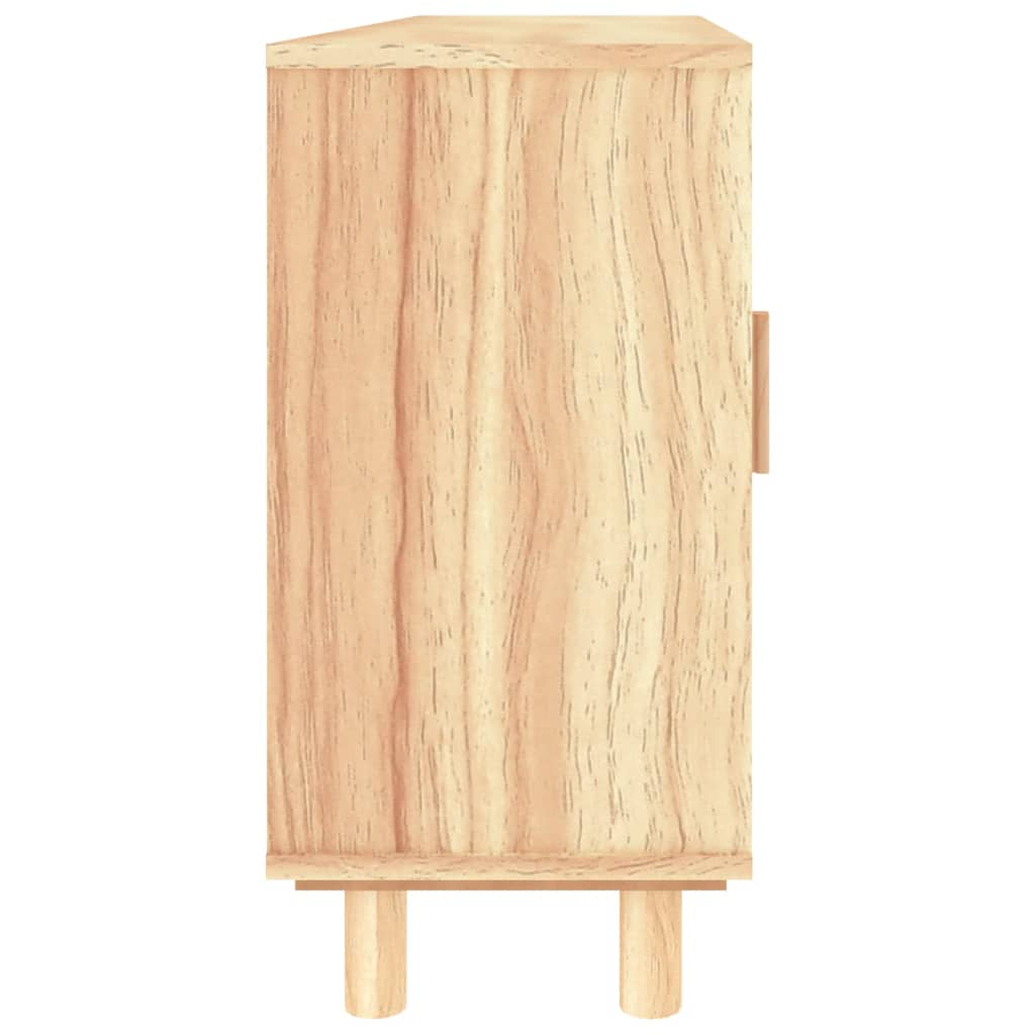 Seitenansicht eines Holzschranks. Helle Holzfarbe. Einfaches Design.