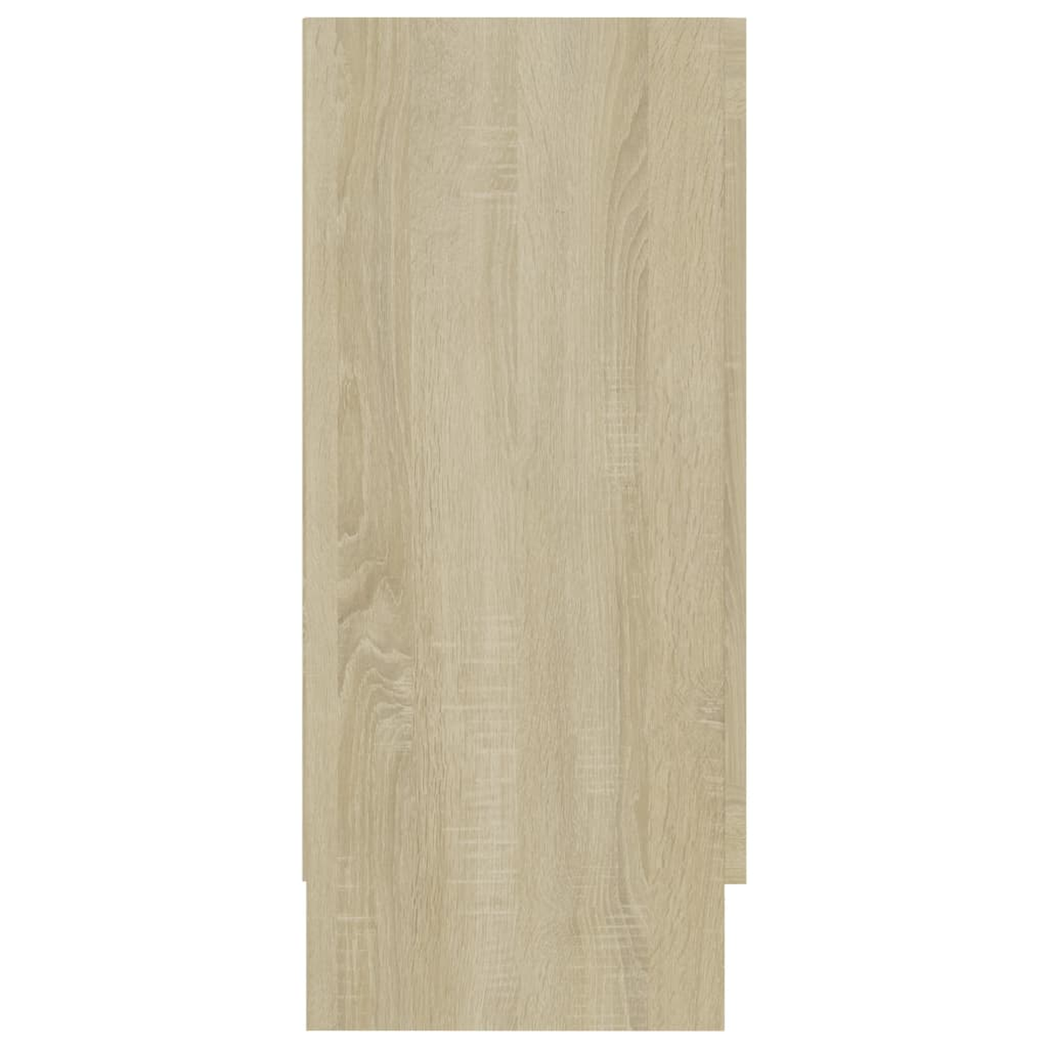 Eine vertikale Aufnahme einer Holzschrankseite. Es ist eine helle Holzfarbe mit Holzmaserungsdetails.