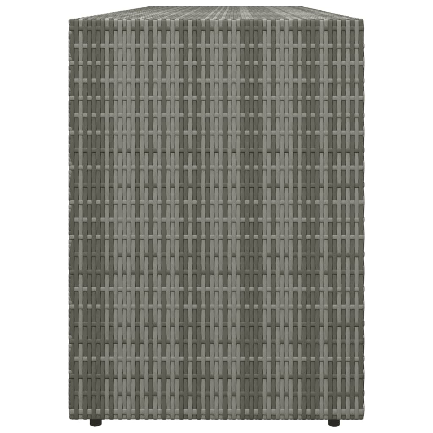 Grau gewebter Schrank, Draufsicht, mit rechteckiger Form.