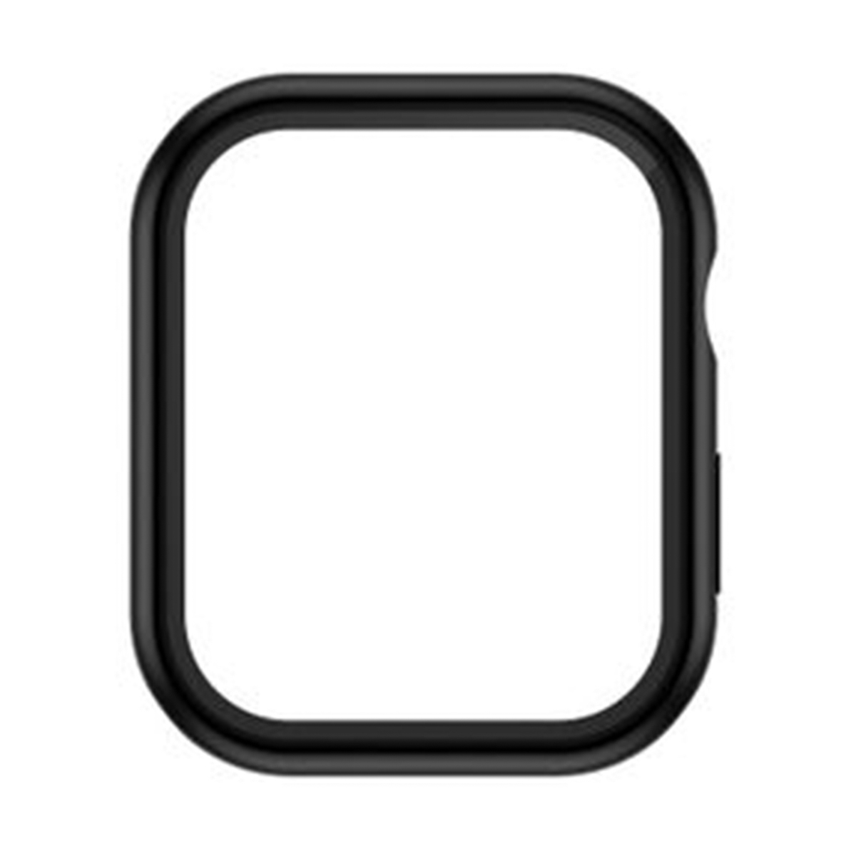 Black watch case. It is a square shape with rounded corners.