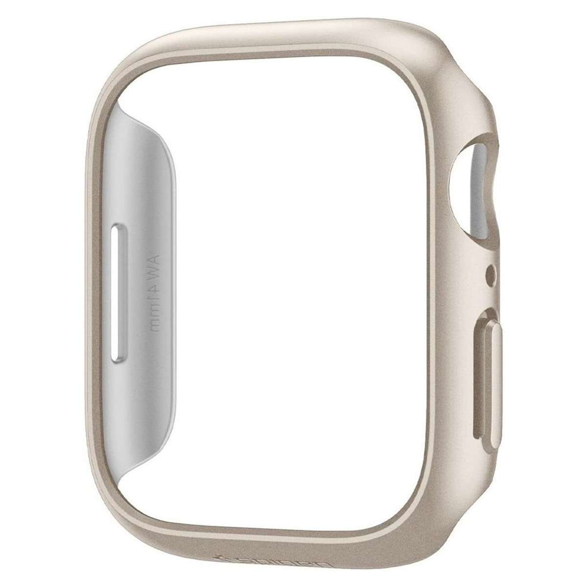 Gold watch case without a strap. The inner part is off-white and has holes.