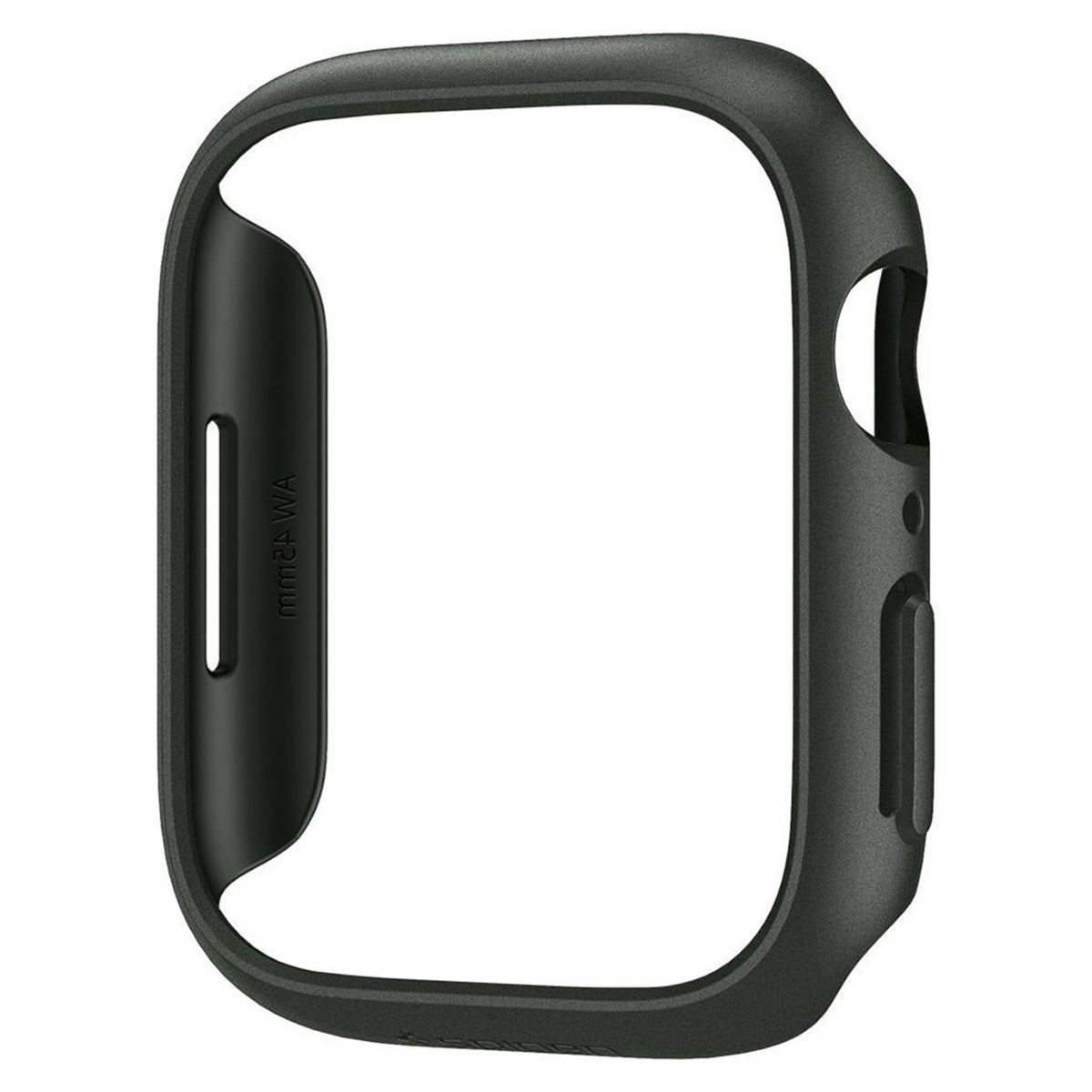 Czarne etui na Apple Watch, pokazujące profil boczny.