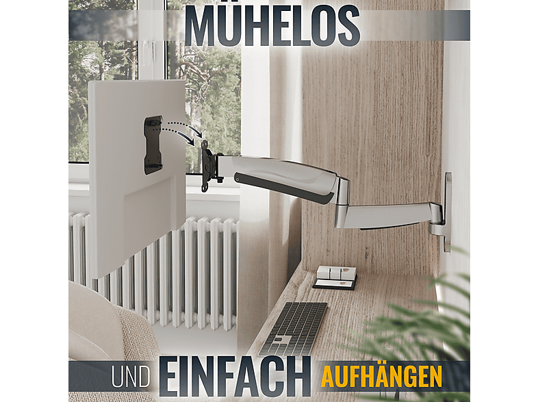 RICOO S0711 Support Mural écran PC Orientable Inclinable Universel 13-29  33-74cm  Fixation Murale Moniteur Led Lcd Incurvee Vesa 50x50 100x100