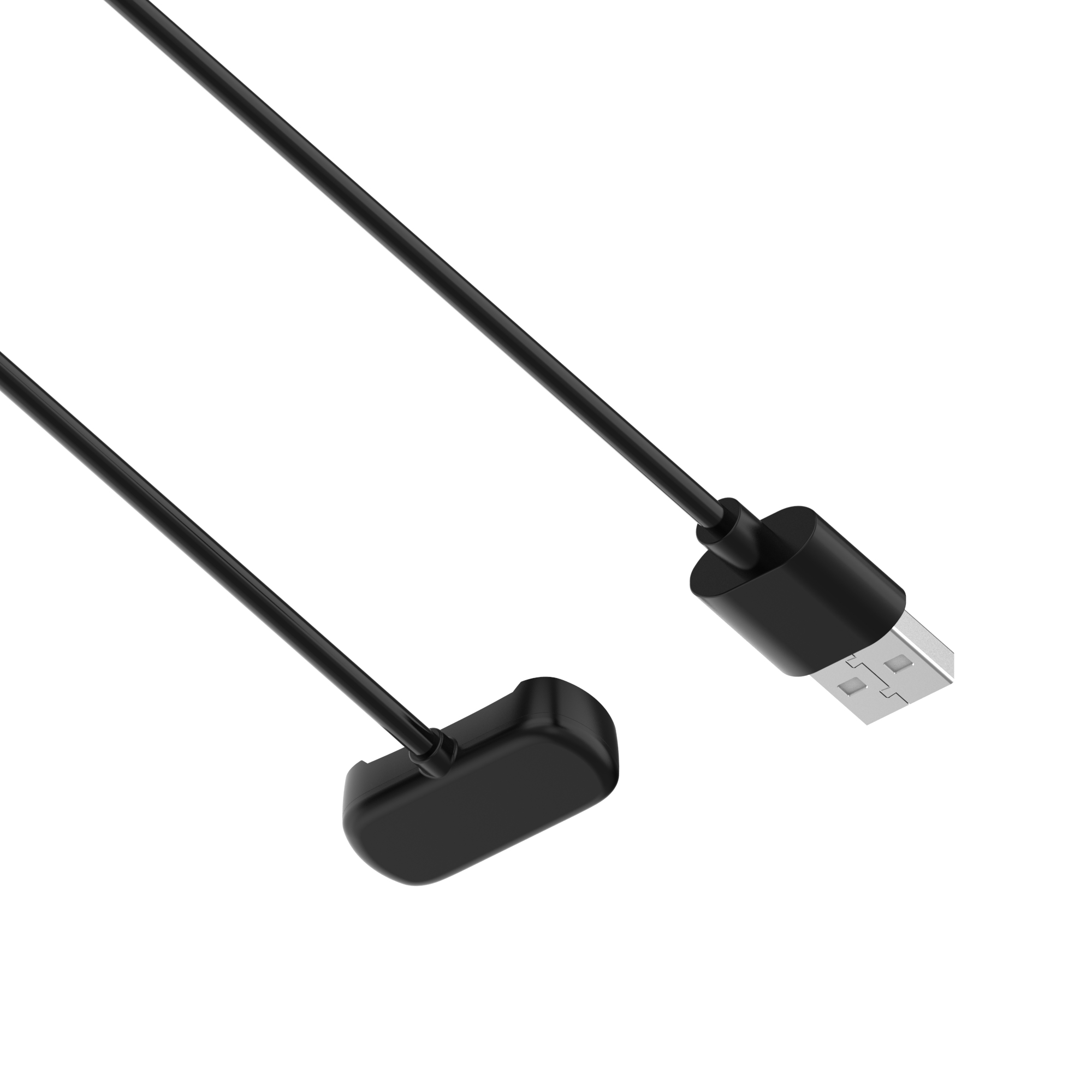 Schwarzes USB-Ladekabel mit magnetischer Ladespitze.