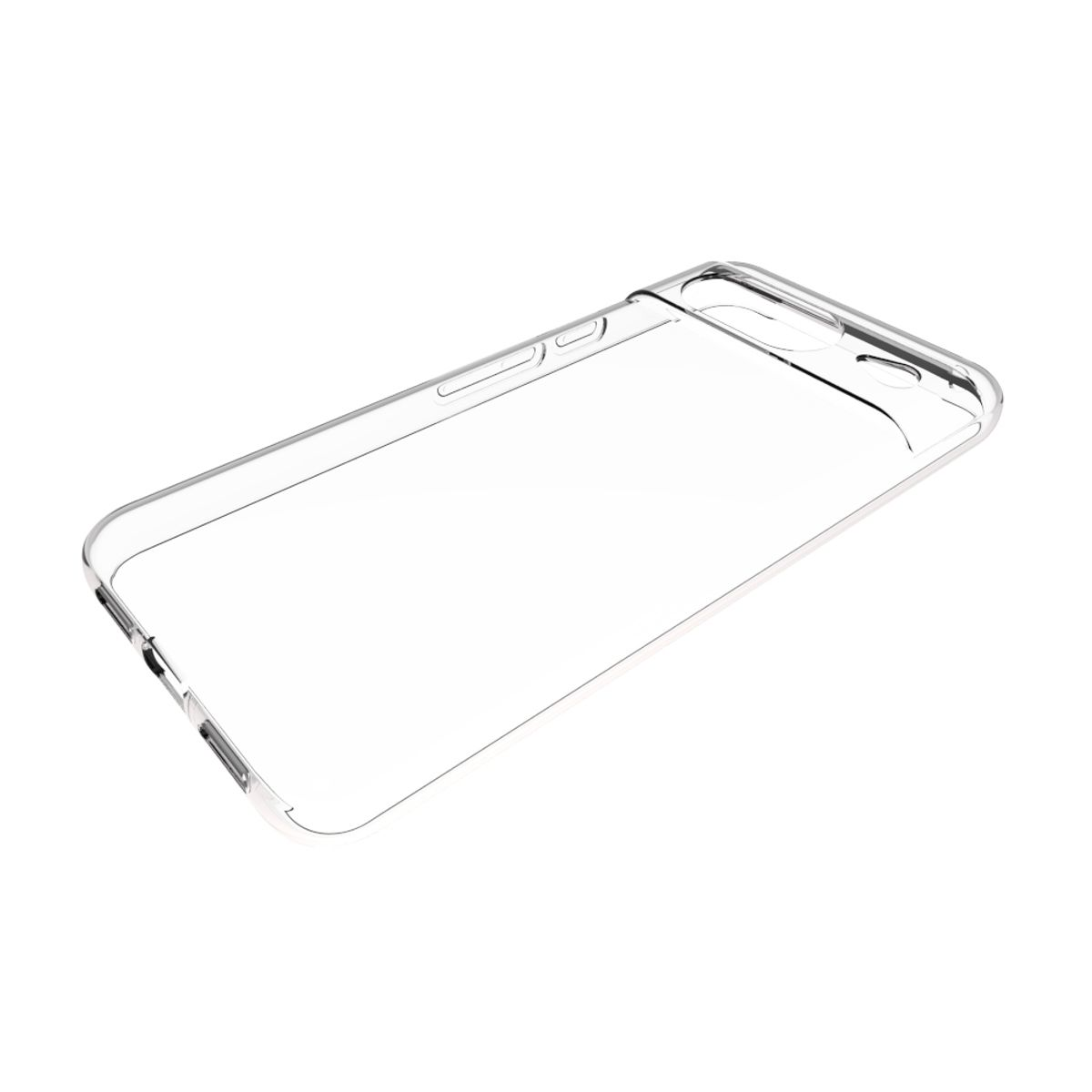 Transparente Handyhülle. Die Hülle ist leer und zeigt die Form eines Telefons.