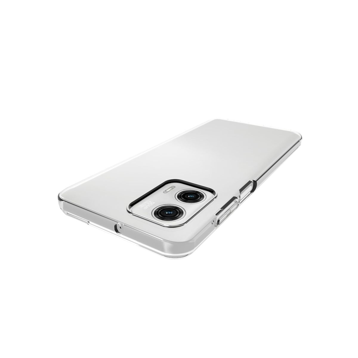 Transparente Handyhülle. Telefon ist hindurch sichtbar. Kameralinsen sichtbar.