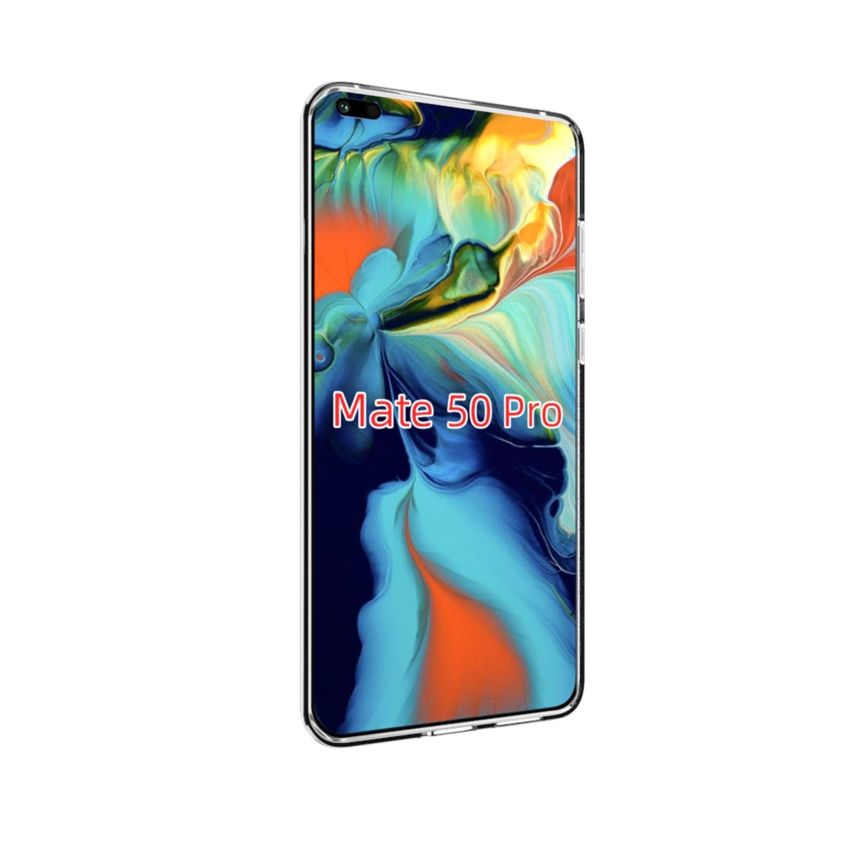 Handyhülle mit einem Telefon. Der Telefonbildschirm ist sichtbar. Auf weißem Hintergrund.