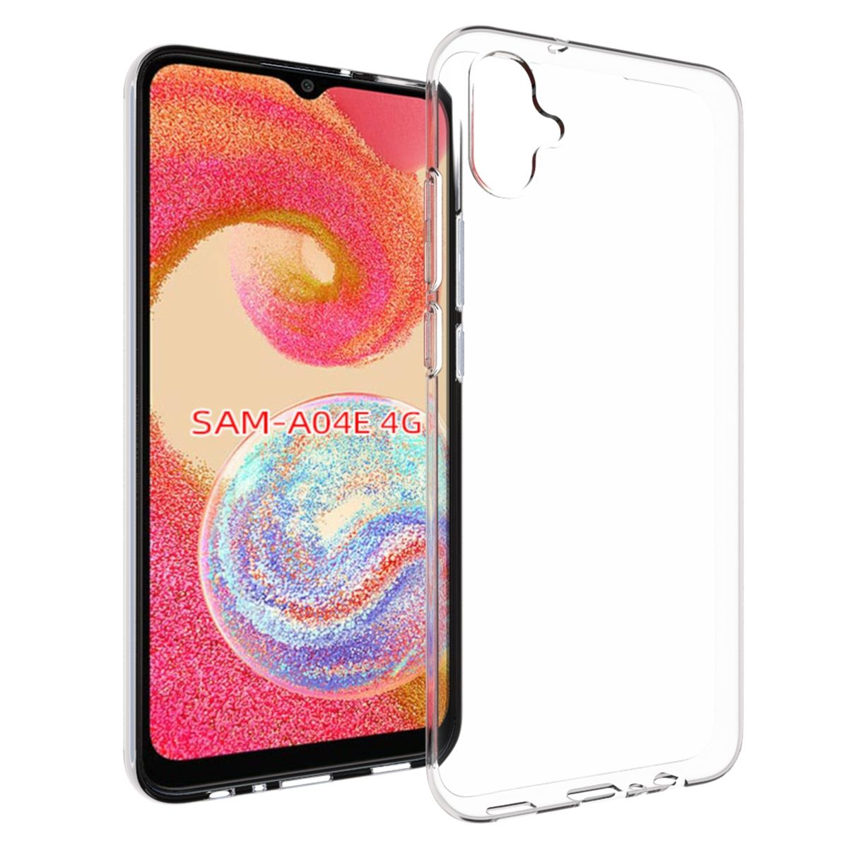 Ein Telefon und eine transparente Hülle. Das Telefon zeigt ein Bild.