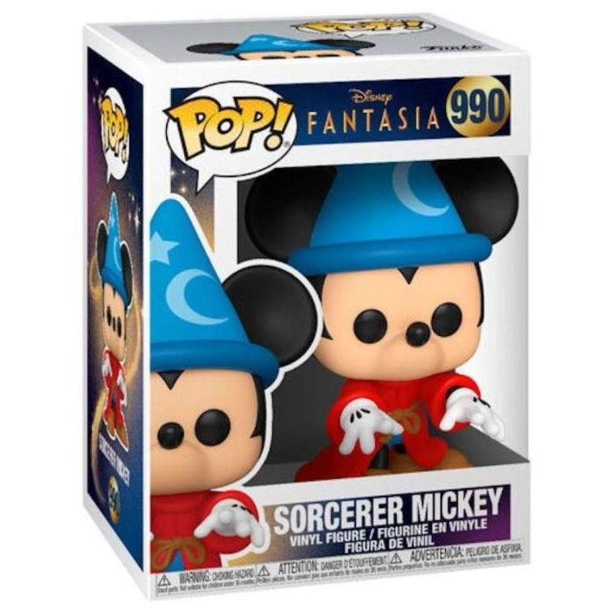 Mickey Mouse Zauberer Figur in einer Box, mit Text.