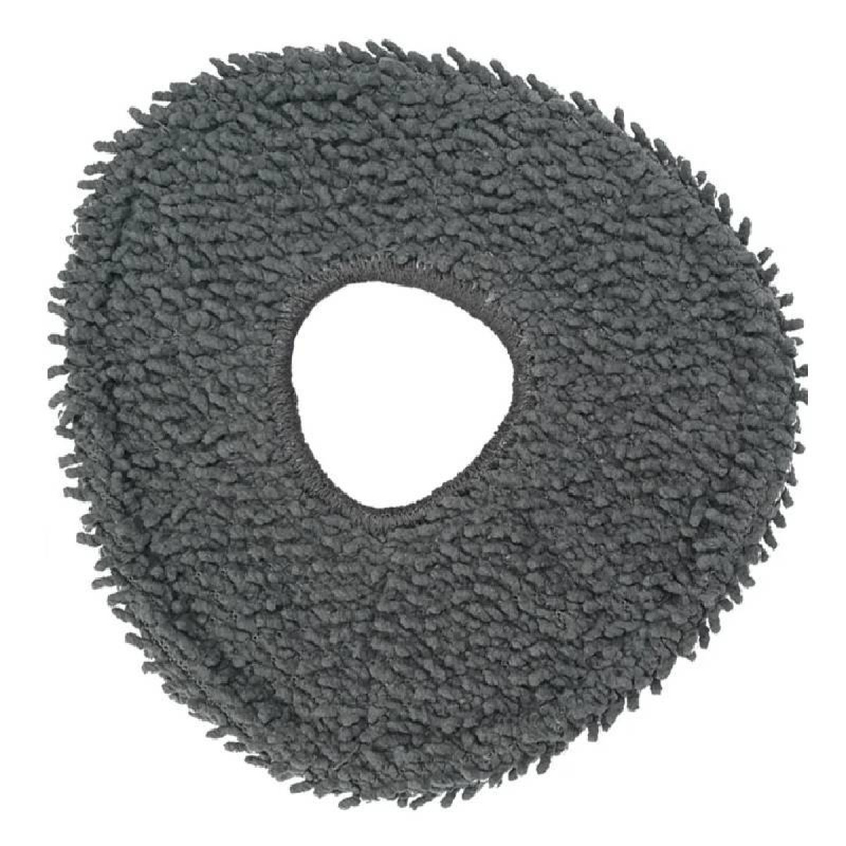 Okrągła szara wkładka do mopa z mikrofibry. Wkładka ma otwór pośrodku.